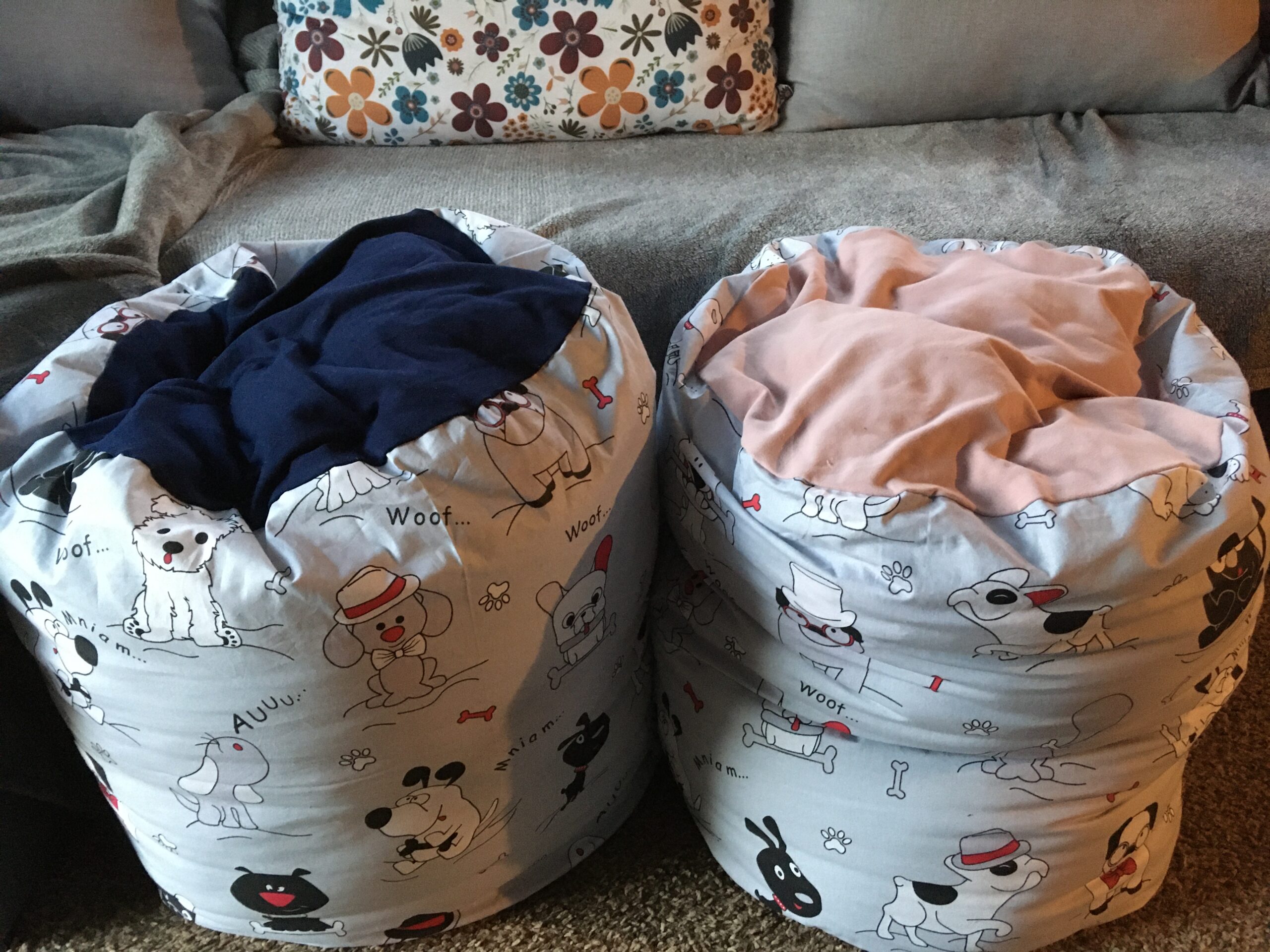 Soft poufs sewn by us for children