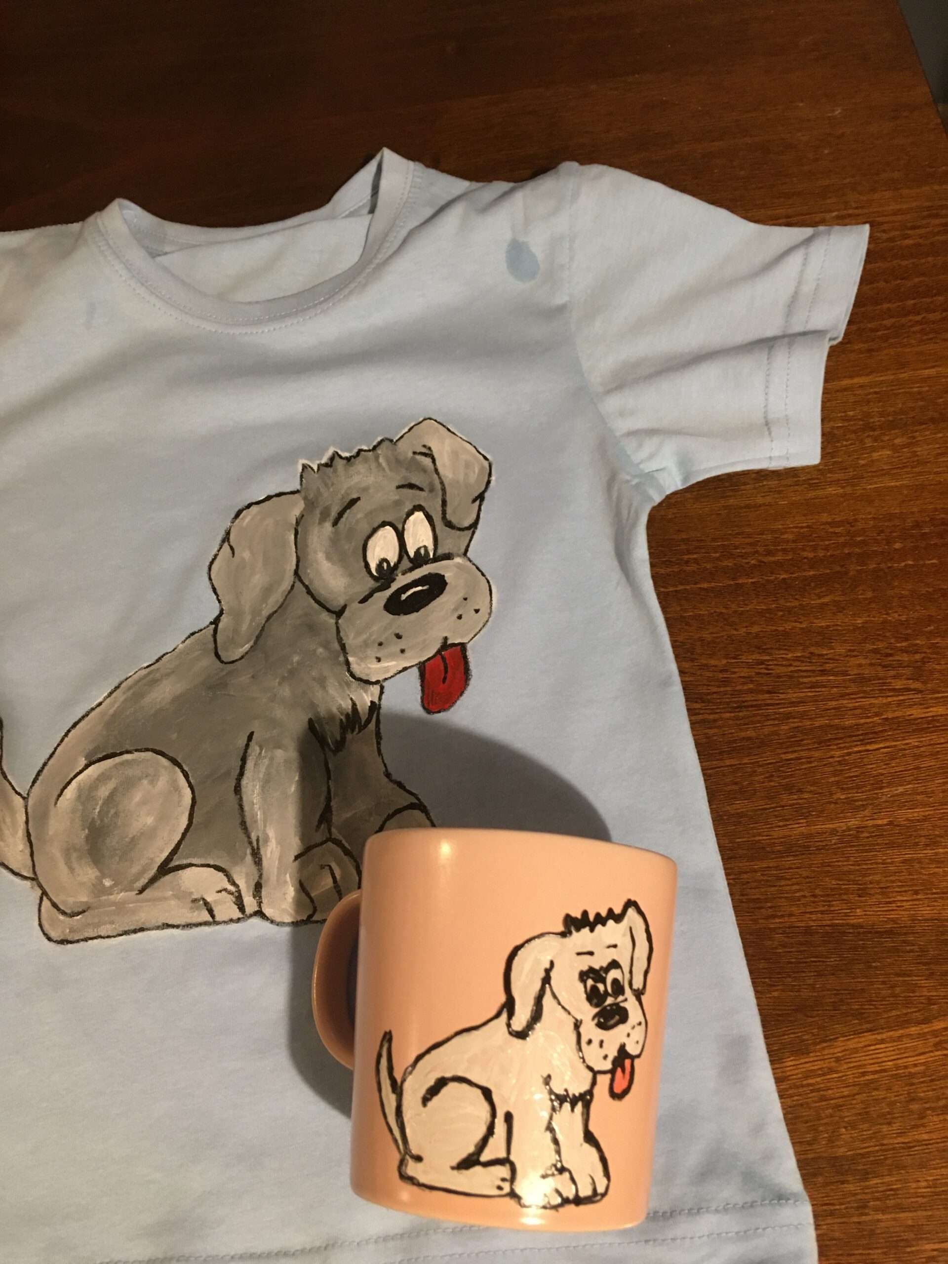 Dog - hand-painted T-shirt and mug