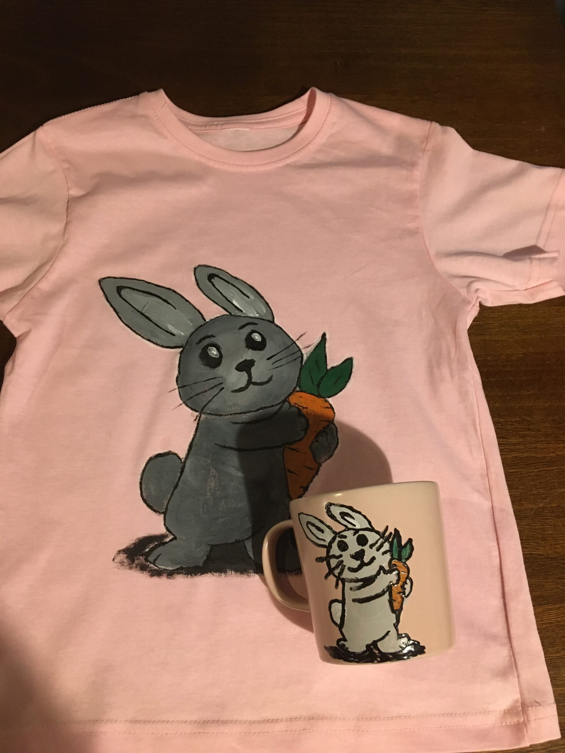 Rabbit - hand-painted T-shirt and mug